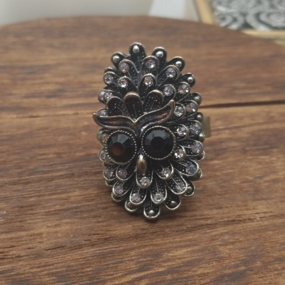 Owl Pinecone stretch ring R245